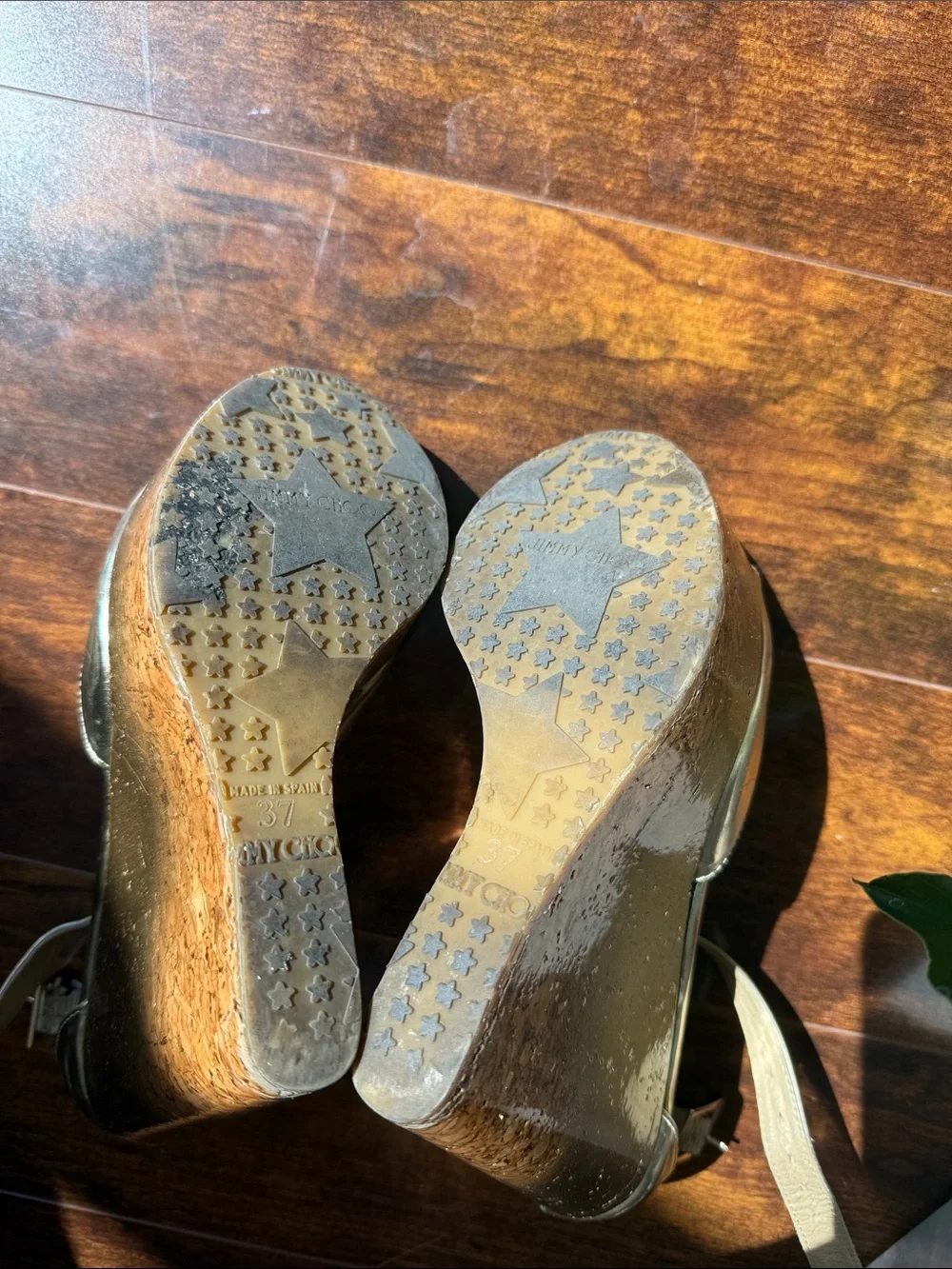 Metallic Gold Platform Ankle-Strap Sandals